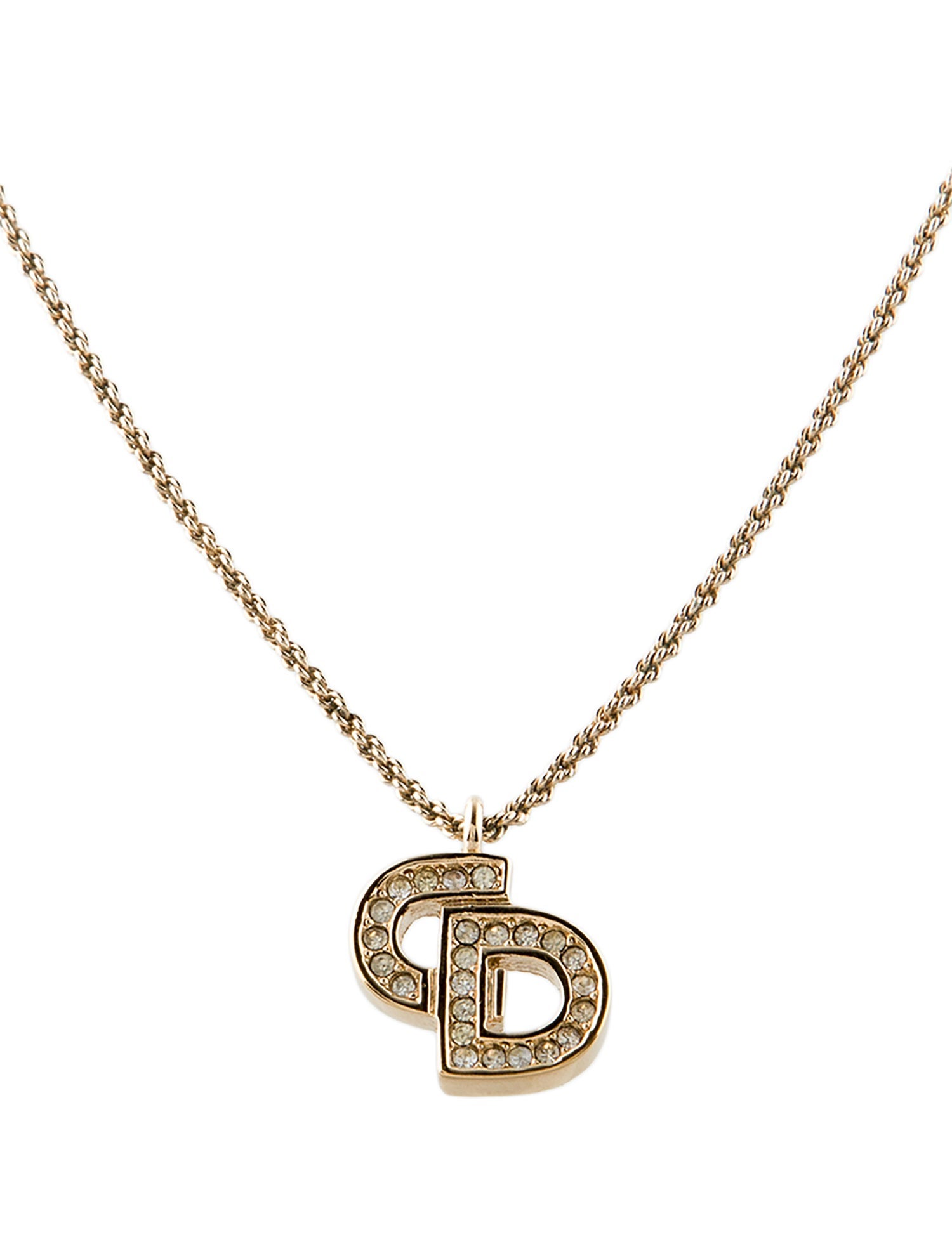Christian Dior Vintage Crystal 'CD' Pendant Necklace